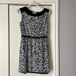 LOFT Black & White‎ Print Dress Sleeveless Career Casual Party Medium
